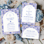 Vintage Delft Patchwork Wedding 招待状