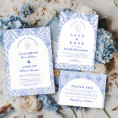 Vintage Delft Porcelain Style Wedding 招待状