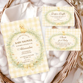 Vintage Duckling Floral Baby Shower 招待状