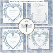 ヴィンテージエレガントシノイスリーブルーハート結婚ズ エンクロージャーカード