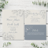 ブルーワイルドフラワーペリウィンクル結婚式招待状 招待状 (この独立クリエイターのコレクションをカスタマイズ。)