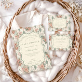 Vintage Garden Floral Baby Shower 招待状