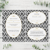 ヴィンテージ金ゴールドブラック&ホワイトダマスクウェディング フェイバーボックス (この独立クリエイターのコレクションをカスタマイズ。)