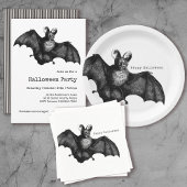 ミニマルシンプルリスト怖いこうもりハローウィンパーティ 招待状