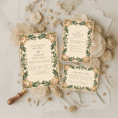 Vintage Green Botanical Wedding 招待状