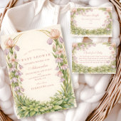 Vintage Iris And Bellflower Botanical Baby Shower 招待状