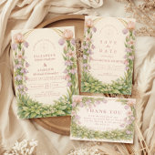 Vintage Iris Wildflower Botanical Wedding 招待状