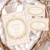 Vintage Lamb Floral Baby Shower 招待状