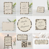 Moody Floral Black Ivory Script Wedding セーブザデート