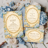 Vintage Nautical Hydrangea Wedding 招待状