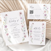 Vintage Pastel Wildflower Meadow Wedding 招待状