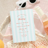 ヴィンテージ名門私立校風のストライプティール（緑がかった色）オレン結婚ジズ 招待状