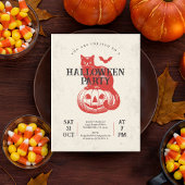 ヴィンテージパンプキンキャットこうもりオレンジレッドハローウィンパーティ ミディアムペーパーバッグ