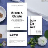 Vintage Modern Photo Collage QR Code Wedding 招待状