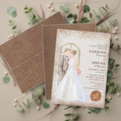 ヴィンテージ素朴の水色ロマンチックなストリングライト 招待状 (この独立クリエイターのコレクションをカスタマイズ。テスト)