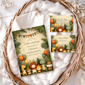 Vintage Safari Dinosaur Baby Shower Diapper Raffle エンクロージャーカード