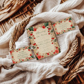 Vintage Strawberry Botanical Bridal Shower サンキューカード