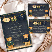 Vintage Teddy Bear Preppy Baby Shower 招待状