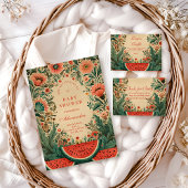 Vintage Watermelon Garden Botanical Baby Shower 招待状