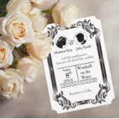 ブラックヴィンテージ結婚シルエットとタイポグラフィ 招待状