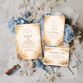 Vintage Wheat Field Rustic Wedding 招待状