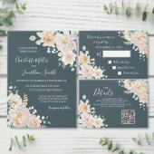 Vintage Floral Navy Blue Wedding Welcome ポスター (この独立クリエイターのコレクションをカスタマイズ。)