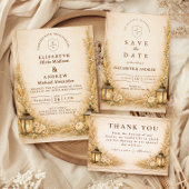 Vintage Wildflower Lantern Garden Wedding セーブザデート