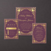 カード&ギフトヴィンテージウェディングフェイク金ゴールドワインカラー 台座サイン (この独立クリエイターのコレクションをカスタマイズ。)