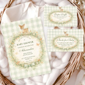 Vintage Woodland Deer Baby Shower 招待状