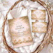 Vintage Woodland Forest Animals Baby Shower 招待状