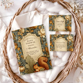 Vintage Woodland Squirrel Floral Baby Shower 招待状