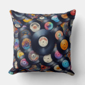 Collection Vinyl Record Pattern 80s Retro Spectrum クッション (正面)