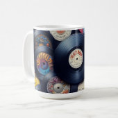 Collection Vinyl Record Pattern 80s Retro Spectrum コーヒーマグカップ (正面左)