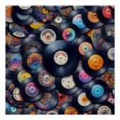 Collection Vinyl Record Pattern 80s Retro Spectrum ポスター (正面)