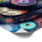 Collection Vinyl Record Pattern 80s Retro Spectrum ポスター (コーナー)