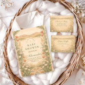 Warm Neutral Desert Botanicals Baby Shower 招待状