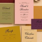 温かい無地のミニマルなカリグラフィー結婚式 招待状