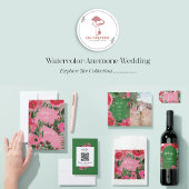 水カラーアネモネ結婚フォイル 箔招待状