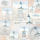 Watercolor Coastal New England Wedding スタンダードカクテルナプキン