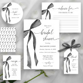 Watercolor Black Coquette Bow Bridal Shower ギフトタグ