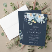 水彩青冬フローラ結婚ズ 招待状 (この独立クリエイターのコレクションをカスタマイズ。テスト)