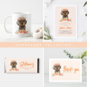 水彩ダシュント&ピーチフラワーズ誕生日 スタンダードカクテルナプキン