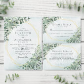 ユーカリ緑の金ゴールド幾何結婚的アドレス ラベル (この独立クリエイターのコレクションをカスタマイズ。)