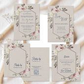 Watercolor+Floral+Botanical+Arch+Wedding+Reply+By 出欠カード