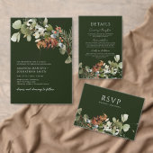 水彩花束 グリーンウェディング セーブザデート (この独立クリエイターのコレクションをカスタマイズ。)