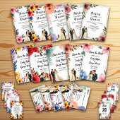 レッドロエレガントーズロマンチックなカップルフローラ結婚ズ オールインワン招待状