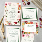 Watercolor Floral Sage Green Garden Wedding 出欠カード