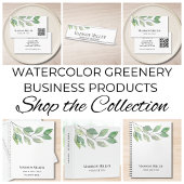 Watercolor Greenery Personalized Job Title 黒ボールペン