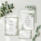 Watercolor Botanical Greenery Wedding 出欠カード