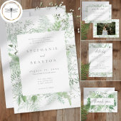 Watercolor Greenery Fern Rustic Wedding QR 出欠カード